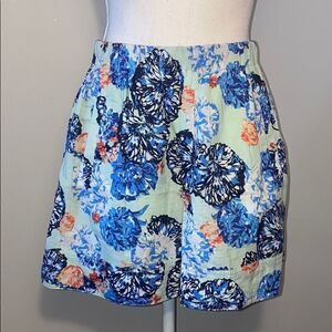 JCrew Pale Green Floral Stretchy Pocketed Skirt